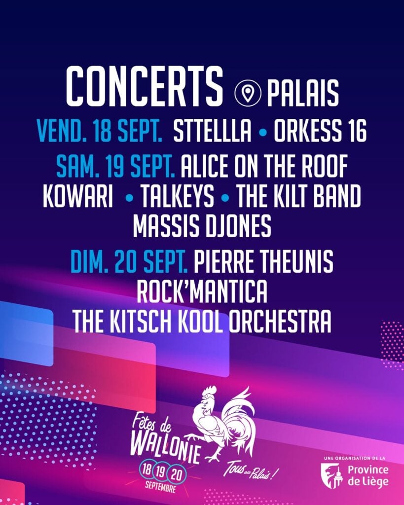 Affiche Fêtes de Wallonie Province de Liège Concerts Septembre 2026